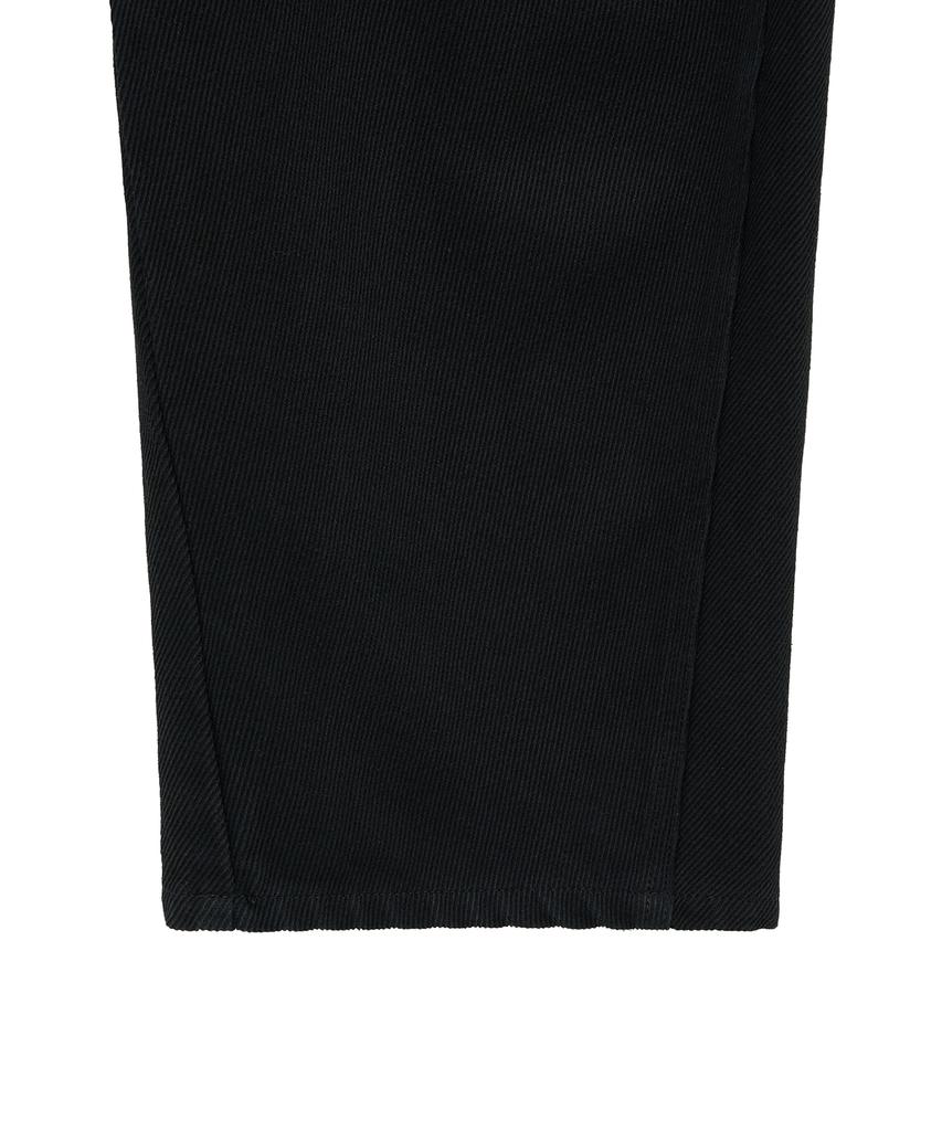 NOIRER Cotton Whipcord Washed Curved Pants (Black)