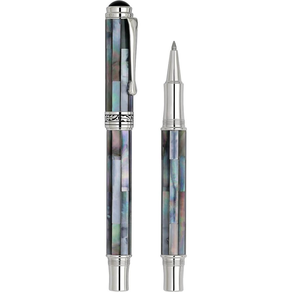 Xezo Fine Point Rollerball Black Mother Of Pearl Platinum Plated Serialized