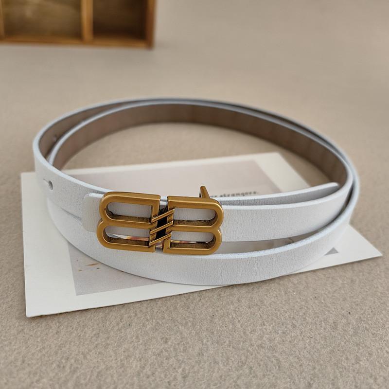 Elegant Two Layer Cowhide Leather Belt For Women With Metal Clasp For Daily Use White