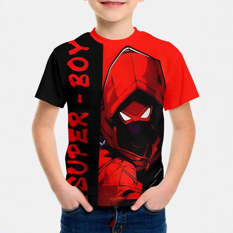 Fluorescent Style Short Sleeved 3D Digital Printed T-shirt for Children Shirt