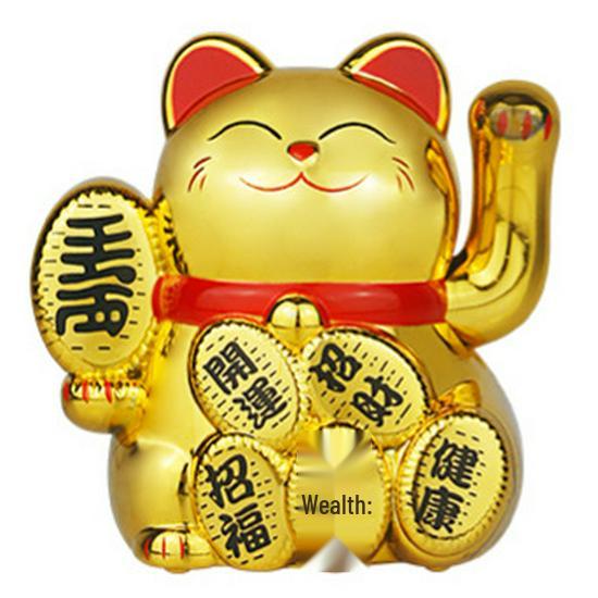 2-Inch Solar-Powered Golden Lucky Cat Waving Ornament for Desktop Decor