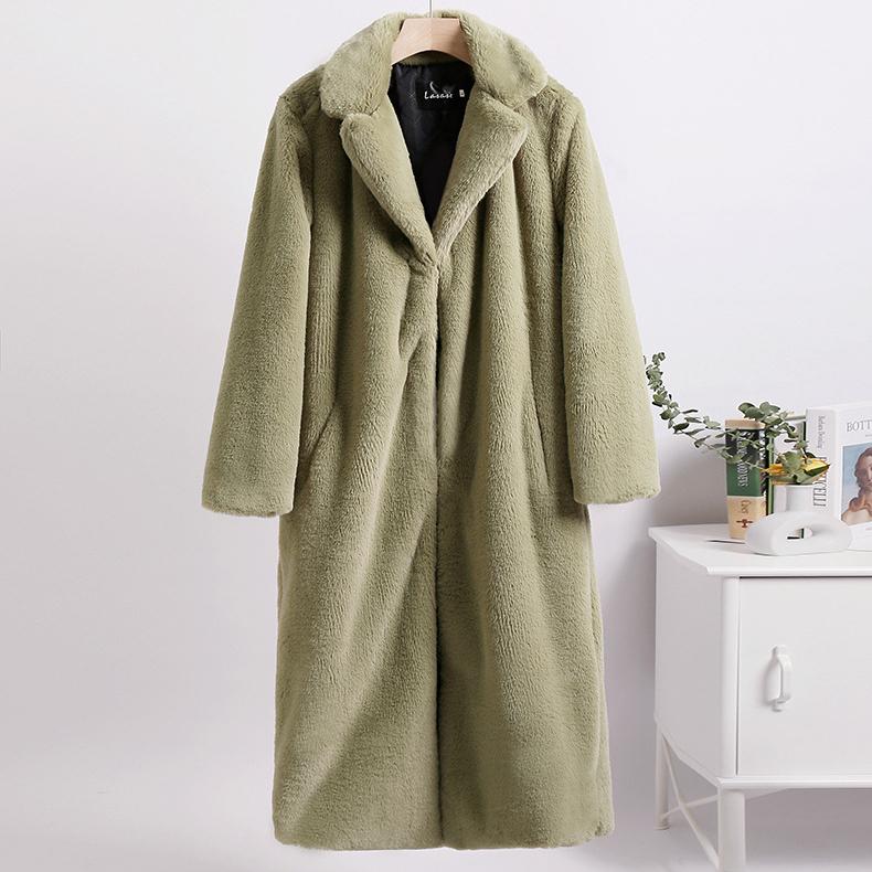 Solid Plush Winter Coats Women Long Lapel Faux Fur Jacket Fluffy Luxury Artificial Fur Jacket Teddy Female Fake Natural Fur Coat Women