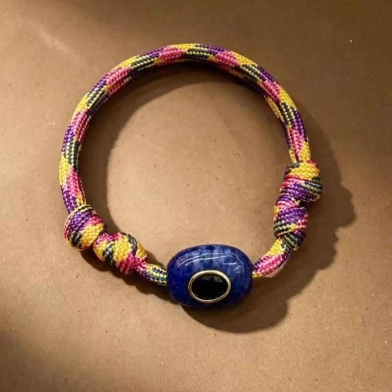 European and American Natural Stone Devil's Eye Colorful Braided Adjustable Bracelet Dopamine Series Trendy Lucky Charm 2026 New