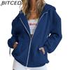 BITCED Unisex Fleece-Lined Hooded Sweatshirt Casual Cardigan with Zip-Up Front