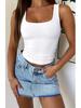Ribbed Crop Tops Women Solid Color Square Neck Camis Camisole Fashion Tube Top Female Sleeveless