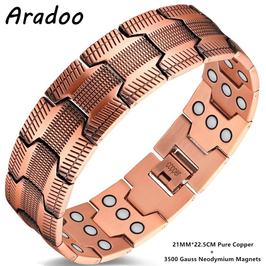 Reines Kupferarmband für Herren Magnetische Vintage-Armbänder Armband Verstellbarer Schmuck Geschenk mit Größenwerkzeug