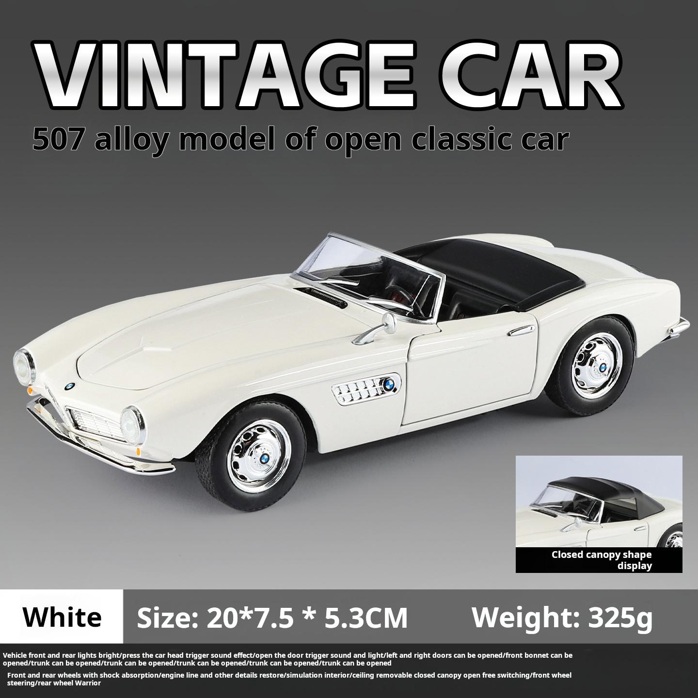 

1:24 BMW 507 Classic Vintage Car Model Simulation Alloy Sports Car Model with Light & Sound Function Collectible Decoration белый
