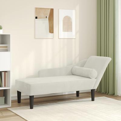 Vidaxl Chaise Longue With Cushions, Cream, Upholstered In Velvet