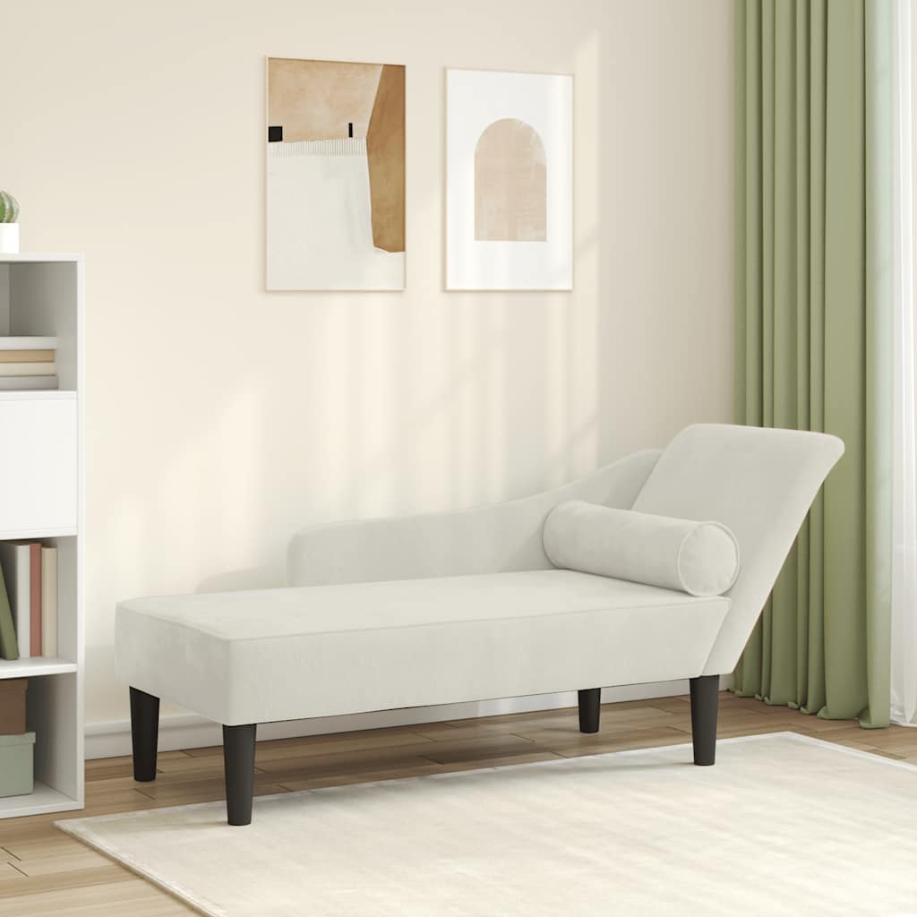 Cream Velvet Chaiselongue with Cushion