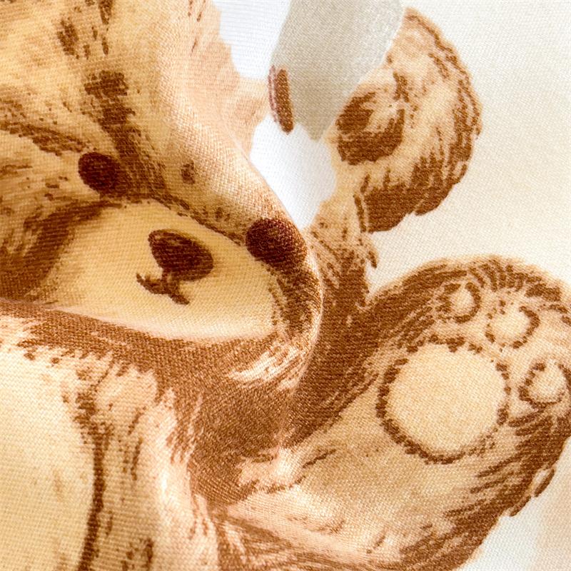 Cute Bear Bedding Set No Filler Ins Korean Style Khaki Brown Striped Comforter Covers Queen Size Kids Adult Soft Thick Bedding