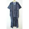 Indisches Schwarzes Langes Indigo-Print Baumwoll-Übergröße Maxi Damen Cover-up Kaftan Kleid CKFTN-SCRN-FULL-BUYIT-063