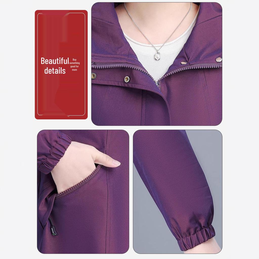 2026 Spring & Autumn Plus Size Windbreaker for Middle-Aged & Elderly Women