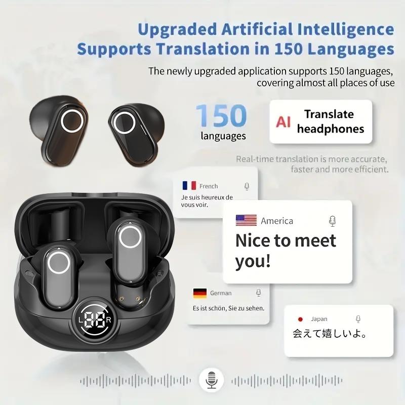 New TWS wireless earphones In-ear AI language translation earphones fast translation Type-C charging with app