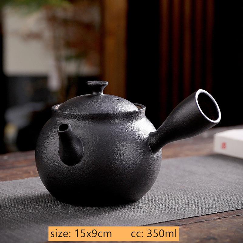 350ml Japanese Coarse Pottery Teapot Home Vintage Large Capacity Side Handle Pot Ceramic Beauty Tea Infuser Traditional Teaware