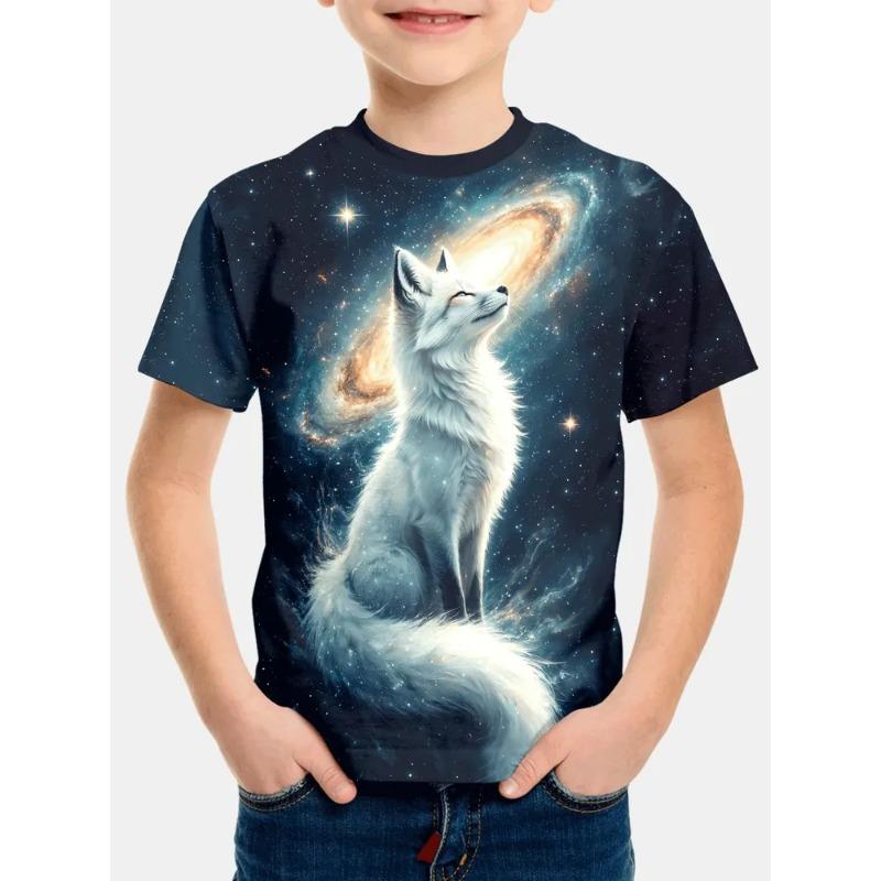 T-shirt Estiva per Bambini con Stampa 3D Girocollo Moda Versatile Traspirante Tendenza Casual