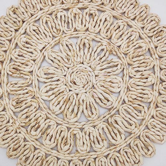 Cup Coaster Flower-shaped Hear Resistant Straw Handmade Woven Exquisite Table Cup Mats for Home