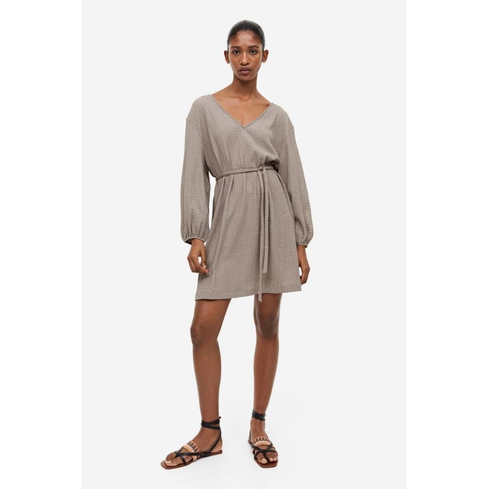 

Платье из фактурного джерси HM темно-серого цвета