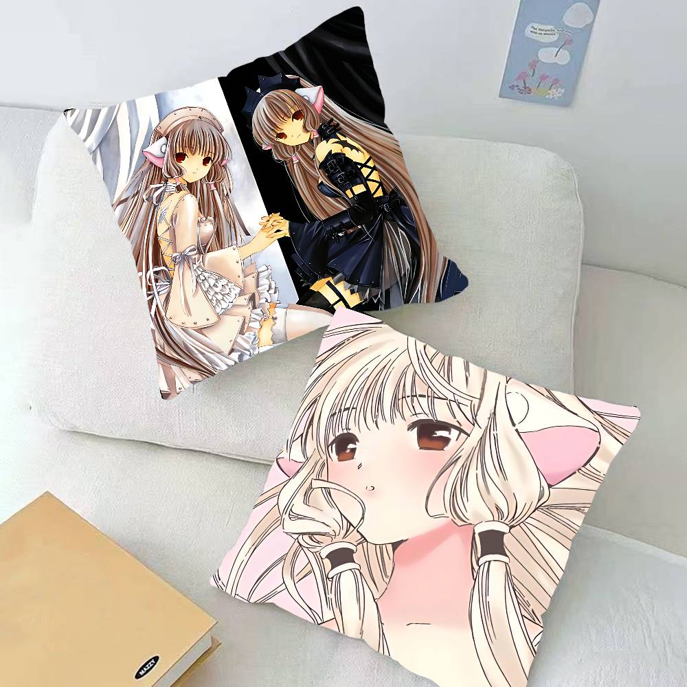 Cute Anime C-Chobits Kawaii Throw Pillow Covers Pattern Cushion Cover Suitable For Sofa Bedroom Car Pillow Cover