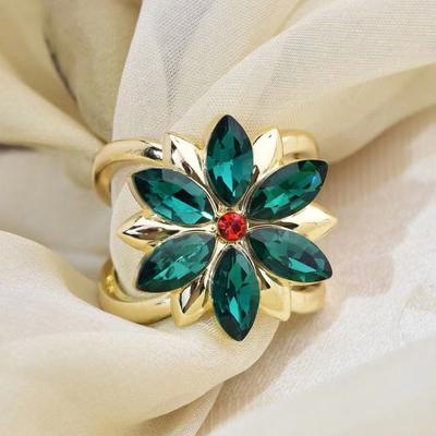 Rhinestone Flower Silk Scarf Ring Women T-shirt Tie Clip Clothes Corner Knotted Button Shawl Scarves Ring Clasp Slide Buckle Clothing Accessories