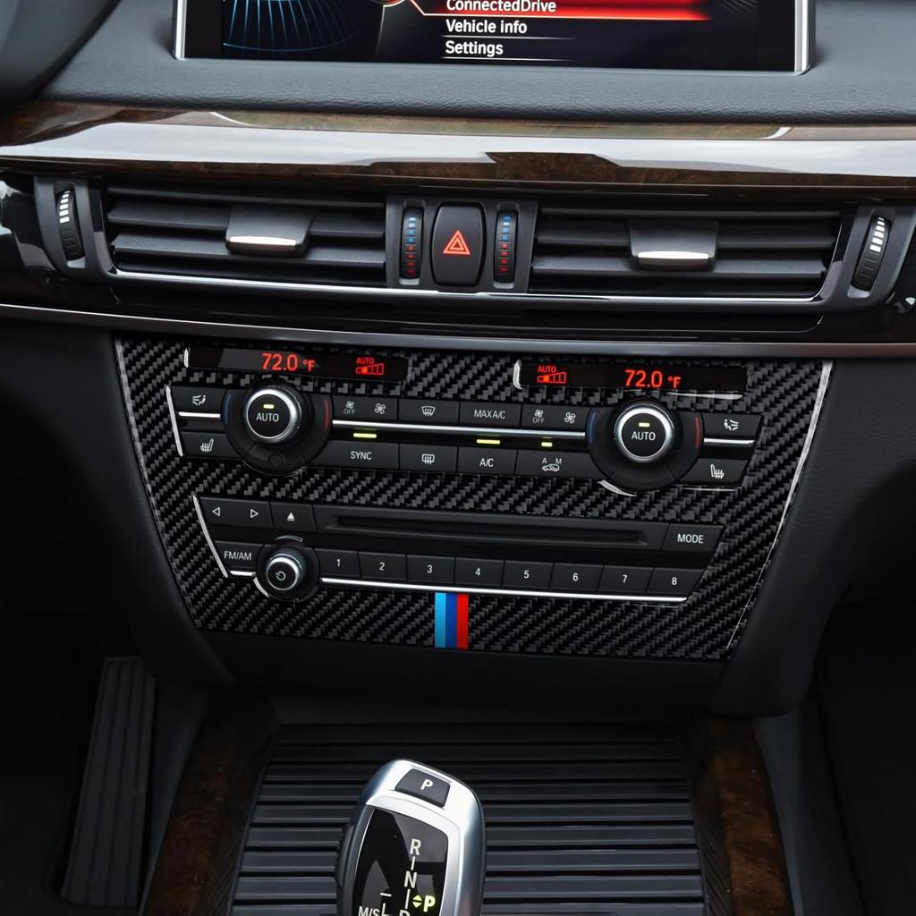 Car CD Panel Trim Center Console Cover Carbon Fiber Sticker Decal fits for BMW X5 F15 X5M F85 X6 F16 X6M F86 2014 2015 2016 2017 2018  Accessories