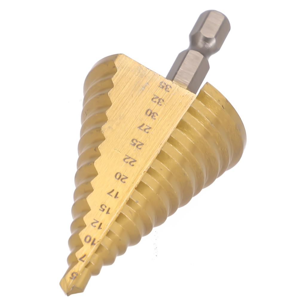 5-35MM=HSS=Core=Step=Drill Bit 13 Steps Multiple Hole Cone Drill Bits Straight Groove Titanium Coated Hole Cutter For Wood Metal