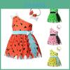 Vestito estivo per bambini The Croods per Halloween in tessuto di cotone con fascia abbinata