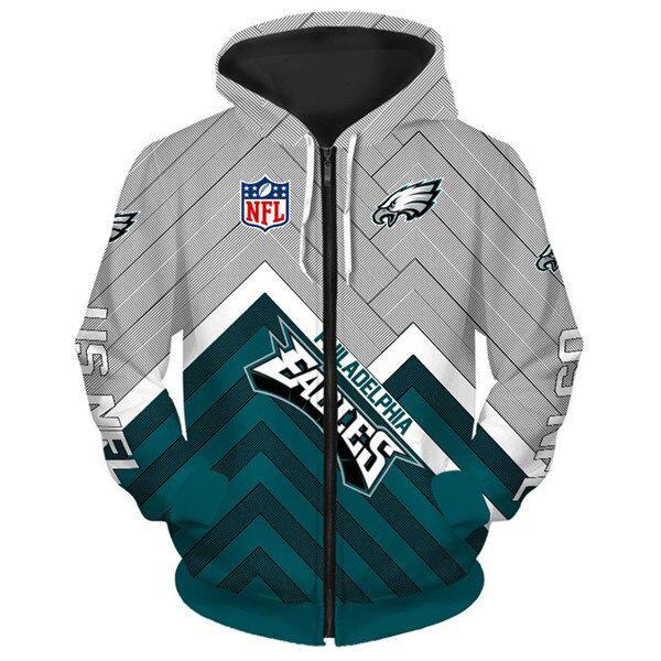 Europäischer und amerikanischer Herren- und Damen-Pullover mit Digitaldruck NFL-Fußball durchgehender Reißverschluss Kapuzenpullover, Strickjacke