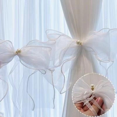 Nordic Ins-style Ribbon Bow Curtain Tieback Bedroom Living Room Curtain Tie Back Home Decor Artistic Elegant Interior Decoration