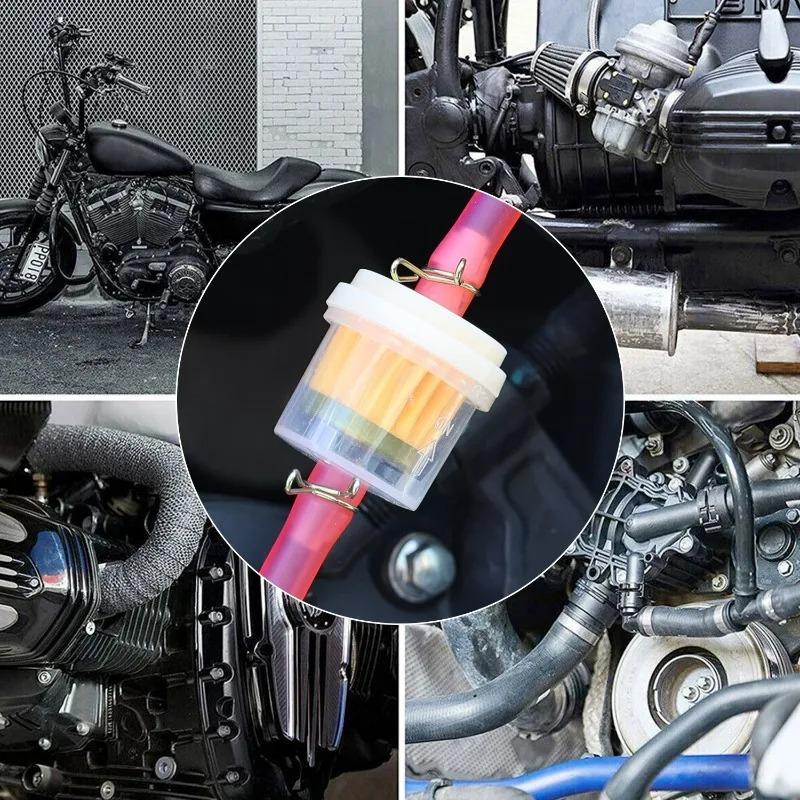 Motorcycle Inline Fuel Filter with Rubber Hose Replacement for Motorcycle Fuel System Cleaner Scooter Dirt Bike ATV Fuel Filter