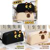 Cute Black Cat Plush Embroidery Pen Case Large Capacity Stationery Storage For Students