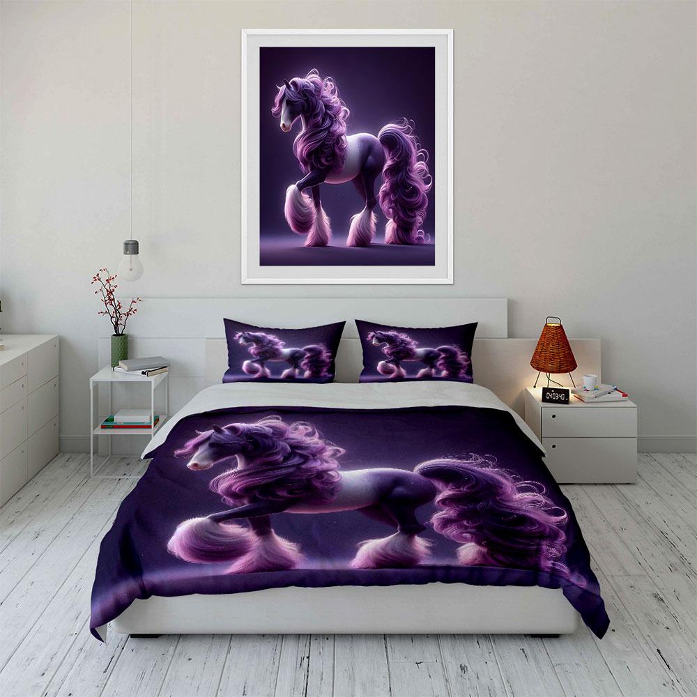 Fantasy Horse Art Decor Set Soft Comfortable Duvet Cover Bedding Set Included 1*Duvet Cover & 2*Pillowcases, Gift