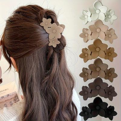 6 Stück/Set Bunter Einfacher Vielseitiger Mittlerer Blumen-Haifisch-Klip für Damen, Tägliche Nutzung, Modisches Haaraccessoire Geschenk