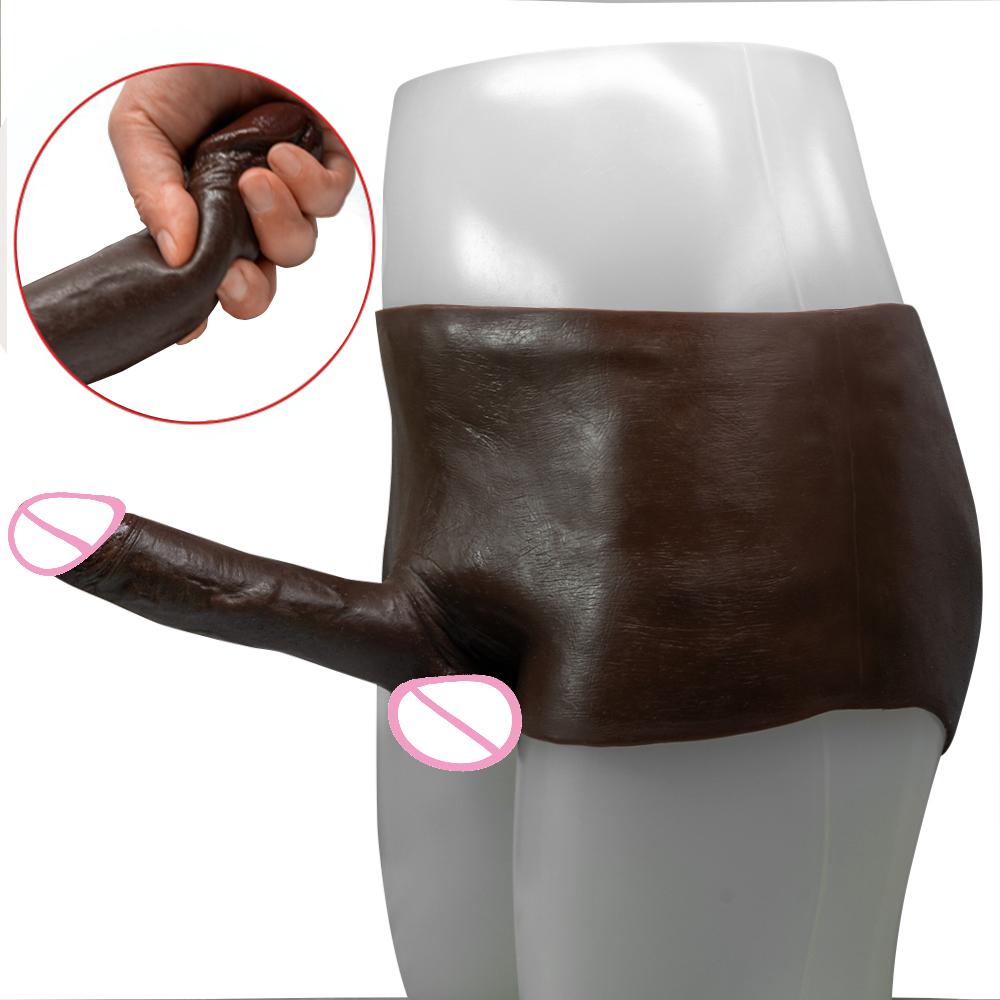 XXL černé pevné silikonové kalhoty realistické dildo silikonový pásek na dildo elastické kalhotky realistické penisové kalhoty masturbační zařízení