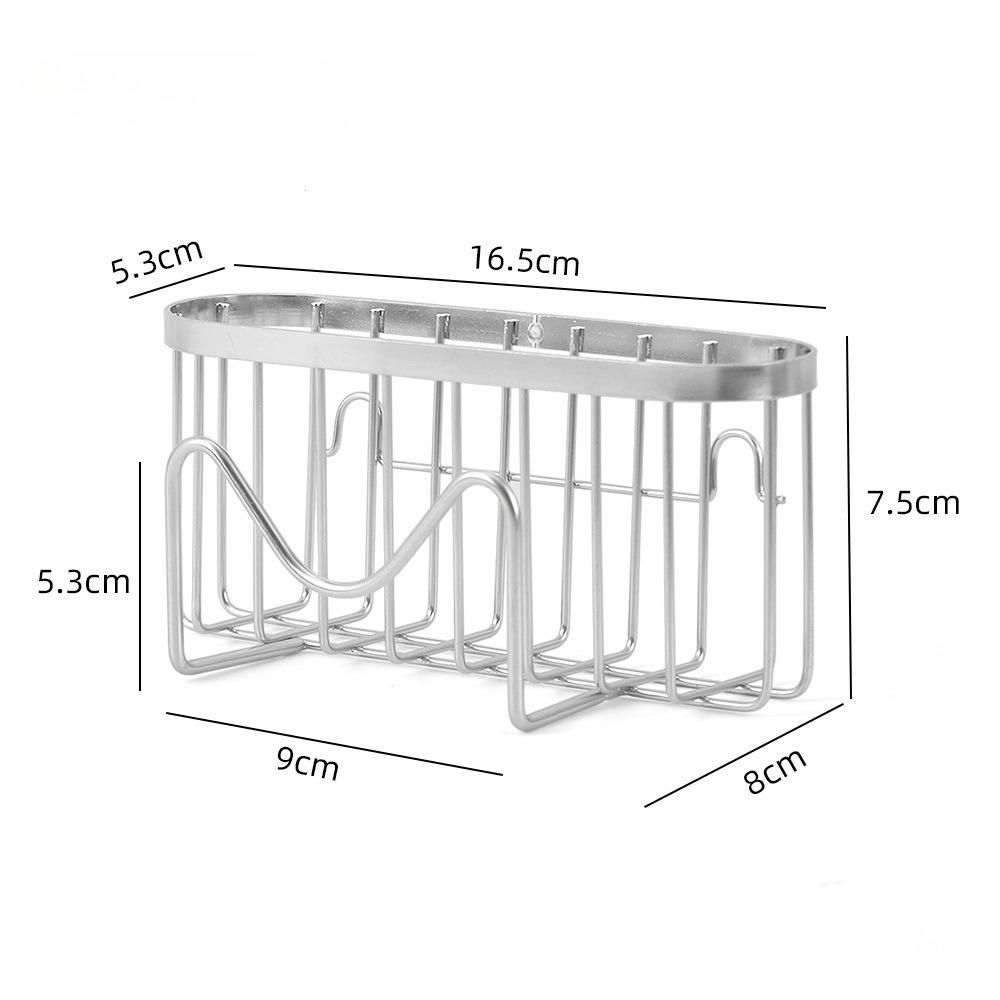 Suction Cup Sponge Holder SUS304 Stainless Steel, No Drill Sink Drain Rack with Hook, Hollow Fast Drainage Corner Kitchen Caddy