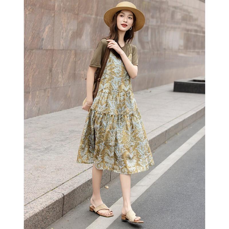 Women's Spliced Tiered T-Shirt Dress