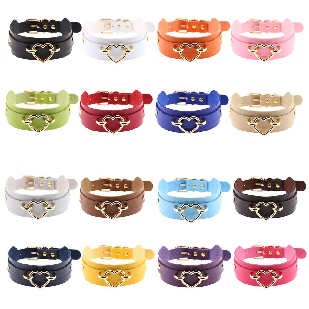 Women Girls Choker Heart Necklace Female PU Leather Choker Statement Necklace Jewelry Neck Harness