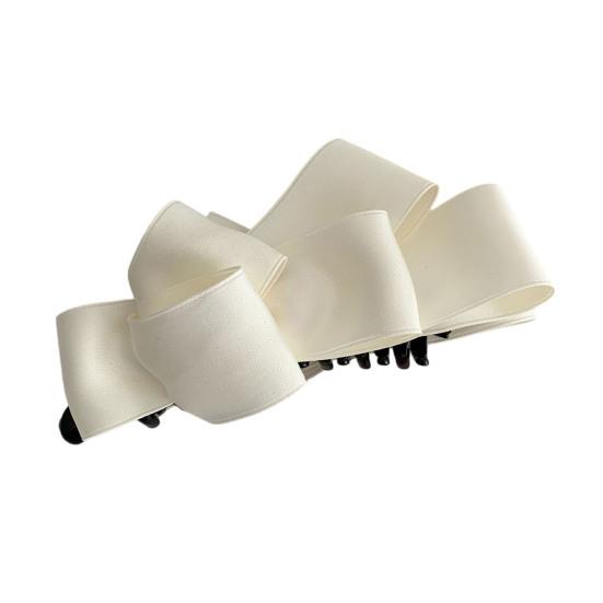 Women Hair Clip Anti-slip Teeth Three-Dimensional Bow Design Strong Grip Hair Claw Satin Texture Ponytail Holder Versatile Hair Accessory