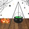 Halloween Decorations Large Witch Cauldron W/ Eyeballs String Light and Skeleton Large Halloween Party Bowl for Porch Home Party