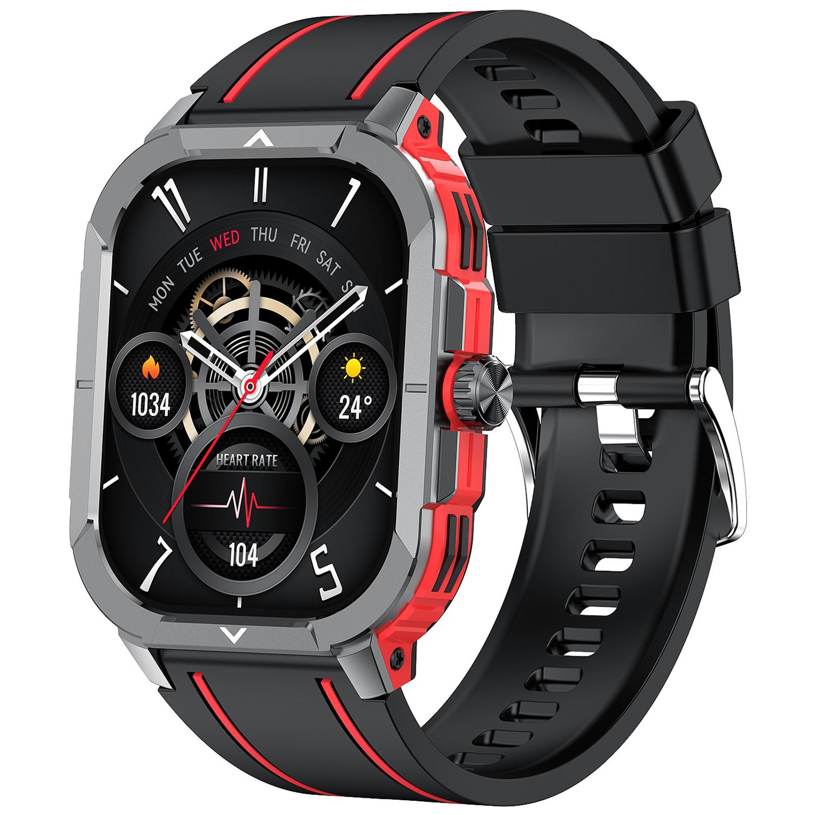 

HK56 2,06-дюймовий AMOLED екран, дзвінки, сумісні з Bluetooth, монітор здоров я, спортивний смарт-годинник для вулиці Red