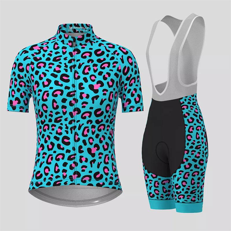 Îmbrăcăminte Ciclism Femei 2026 Imprimeu Leopard Gradient Set Tricou Ciclism de Vară Femei Respirabil Mânecă Scurtă Îmbrăcăminte Bicicletă de Munte