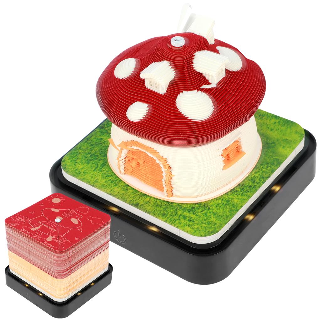 3D Desk Calendar Creative Calendar Memo Pad with LED Light Tear-Away 3D Art Calendar for Home Office Desktop Decoration Gift