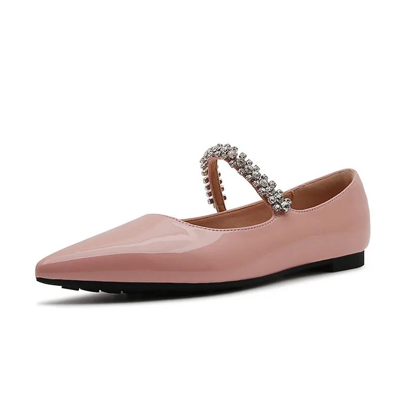 Fashion 2025 Flat Shoe for Women Spring Summer Shallow  Pointed Flat Women Mary Jane Shoes Lacquer Leather Multi Color Half Slippers