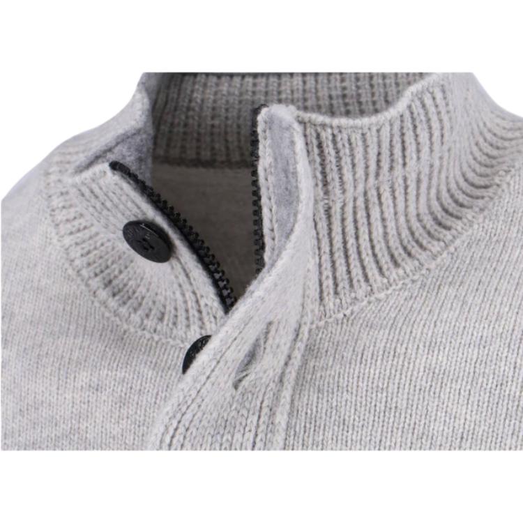 Stone Island Solid Color Half-Zip Stand Collar Wool Knit Sweater Unisex sweater Gray K2S155100040S00A3-V0M64