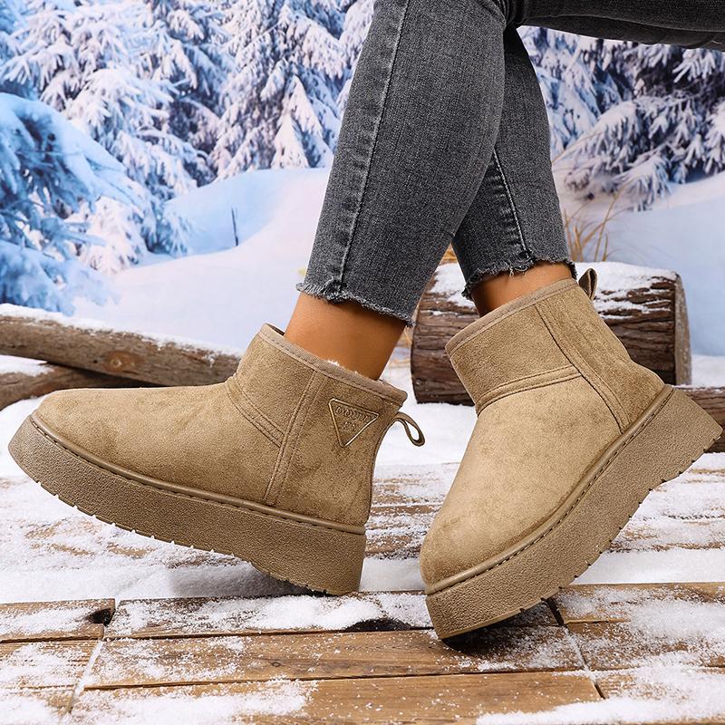 Fashion Classic Faux Suede Platform Snow Boots for Women Anti Slip Thicken Plush Warm Ankle Boots Woman Comfy Thick Sole Winter Booties