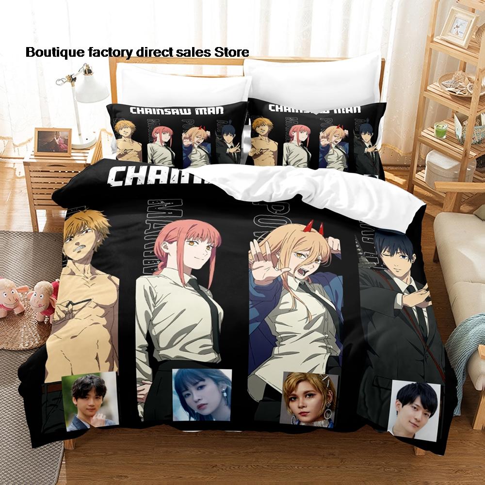 3Pcs Chainsaw Man Denji Anime Bedding Set 3D Print Shonen Manga Duvet Cover Pillowcases for Teens Fans Room Decor Gift Bed linen