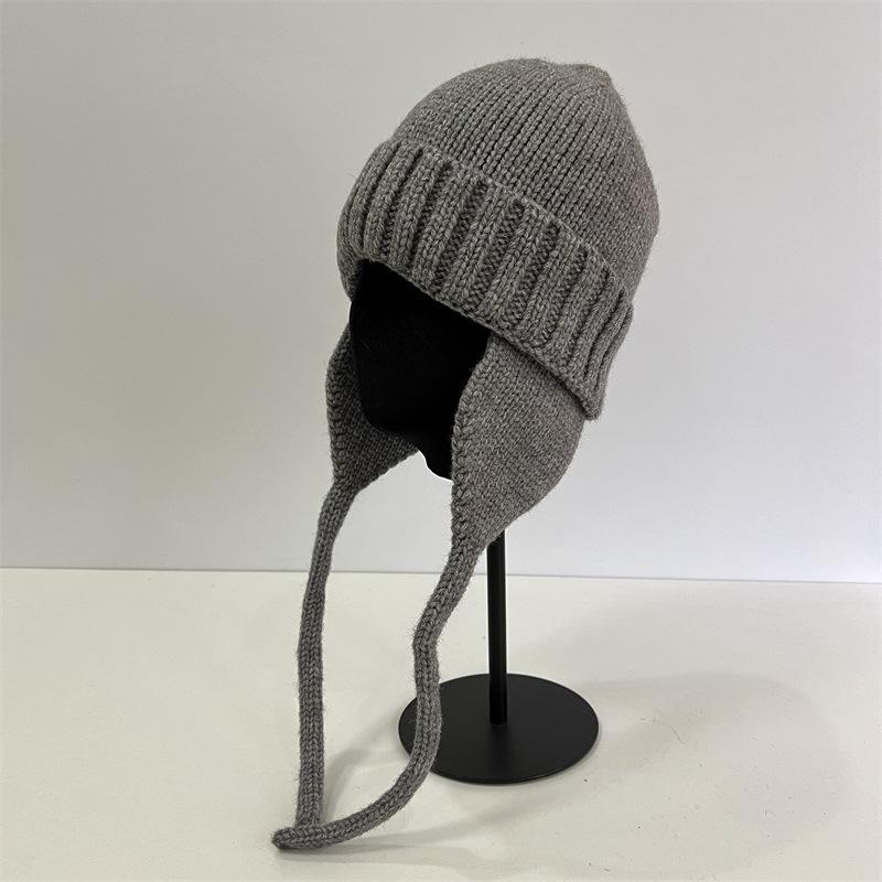 Winter Face Small Lei Feng Hat Women's Knitted Wool Hat Winter Belt Cycling Flying Hat Thermal Ear Hat