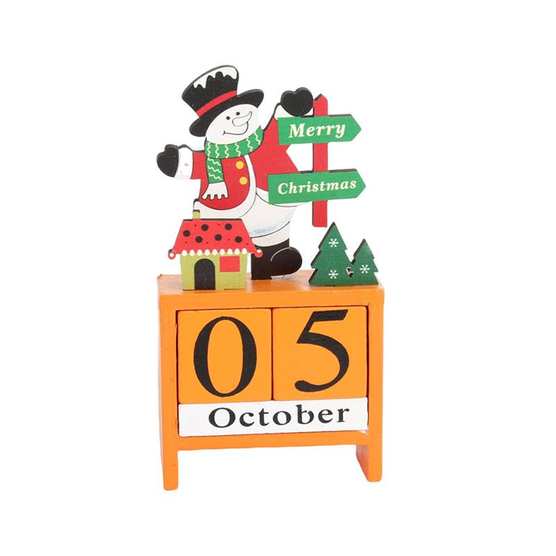 S-1Pc DIY Santa Snowman Wooden Christmas Countdown Calendar Tabletop Ornaments Xmas Gifts For Kids Holiday Home Decor