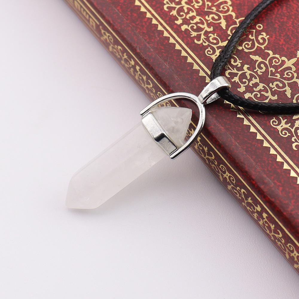 Handmade Amethyst & Rose Quartz Hexagonal Pendant Necklace N760