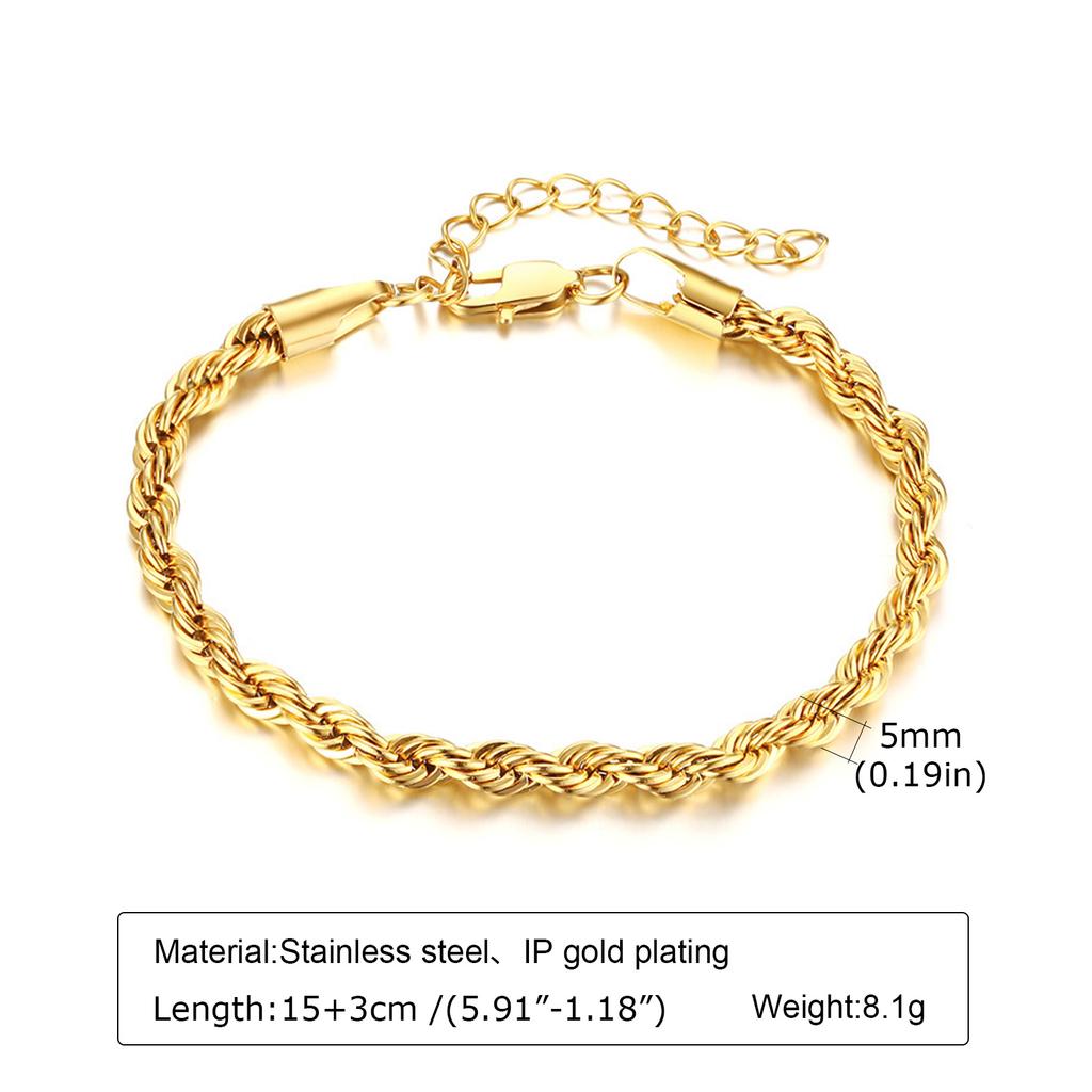 Waterproof Stainless Steel Chain Bracelets For Women , Gold Plated Fashion Stackable Link Bracelet Gifts
