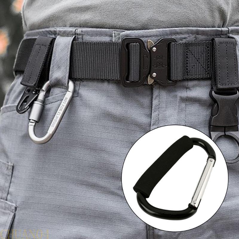3Pcs Aluminum Alloy D-Shaped Carabiner Sponges Shopping Hook Large Stroller Clip Mountaineering Buckles - Shopping Cart Gripper